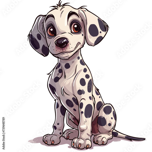 Dalmatian dog sitting and looking at the camera. Vector illustration.