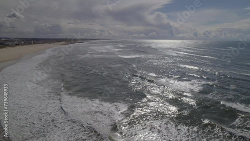 Wallpaper Mural Aerial fly-over the coastline in Nazare, Portugal during sunset Torontodigital.ca