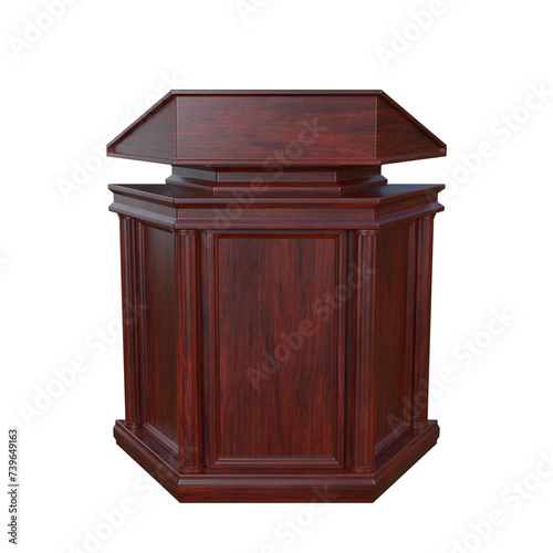 wooden lectern isolated on white