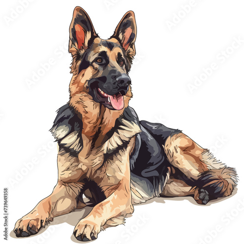 German Shepherd dog. Vector illustration. Isolated on white background.