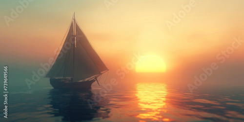 Sailboat at sunset in the sea
