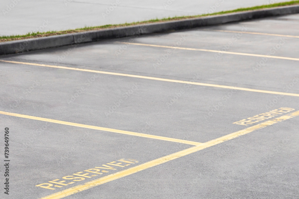 Outdoor Parking Lot Divided by Yellow Lanes Outdoor Parking Lot Divided by Yellow Lanes