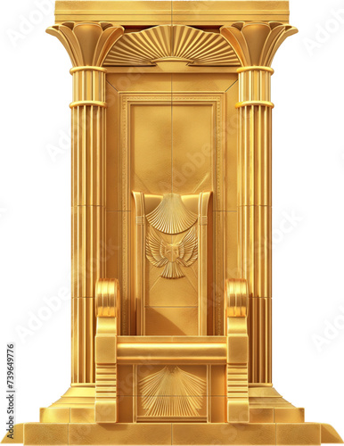 Illustration of golden tall throne isolated.