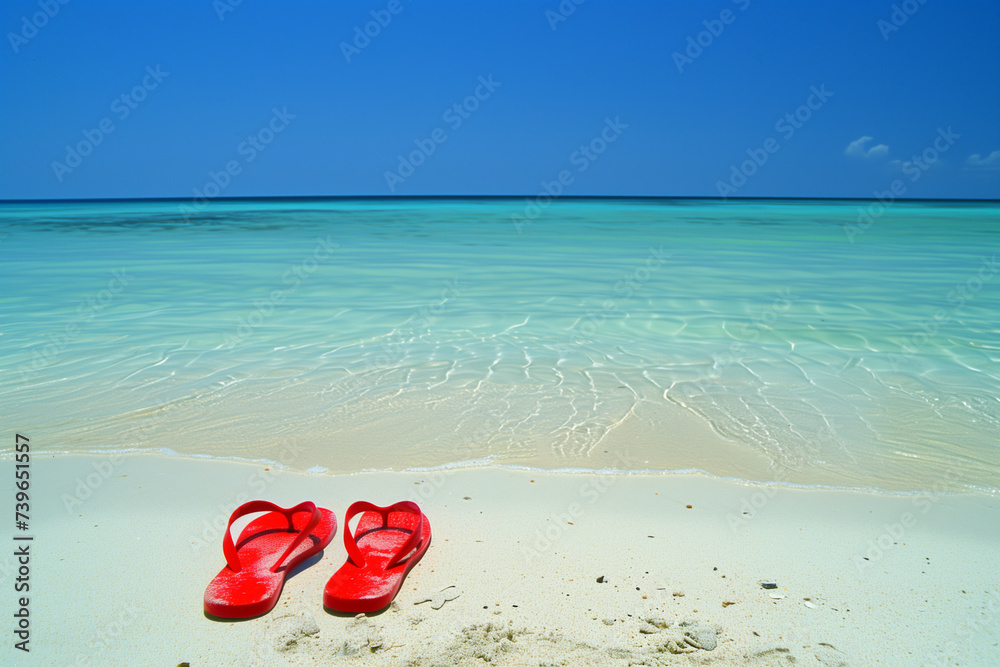 Red flip-flops on a tropical beach
Red flip-flops on a tropical beach
