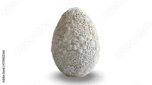 Charming Easter egg adorned with intricate lace patterns  positioned  transparent background