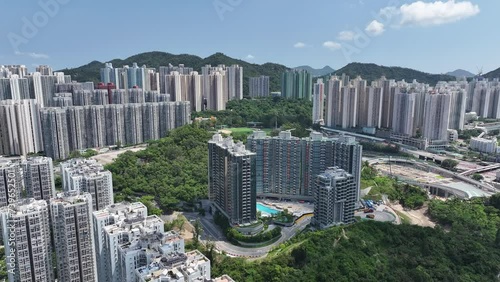 Hong Kong, Kowloon Bay, Ngau Tau Kok, Kwun Tong, Lam Tin, Cha Kwo Ling, Yau Tong Business District, adjacent to Victoria Harbor, enjoying the view of Victoria Harbor. Hong Kong's industrial center photo