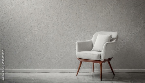 Simple white sofa in front of a white wall. cement texture wall