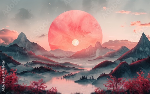 Banner for the main page of a website or page on social networks on hypnotherapy. Freedom of thought and soul. An image of calm and relaxation. Multi-layered minimalist collage in soft pink color. photo