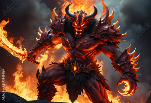 Fantasy demon on fire. Gene...
