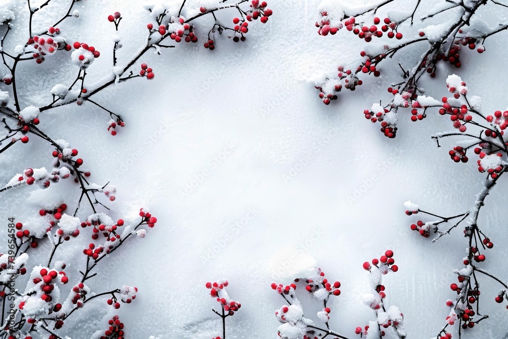 Winter Berries Blanketed in Snow