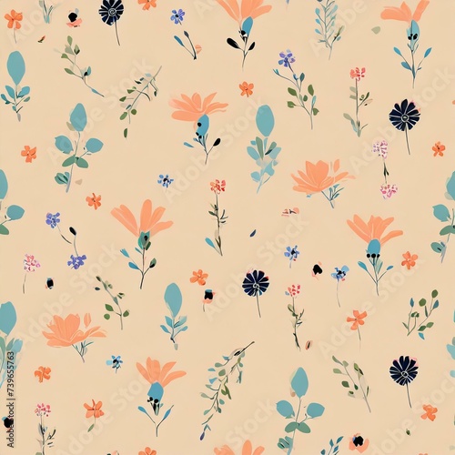 Flower pattern with solid peach background