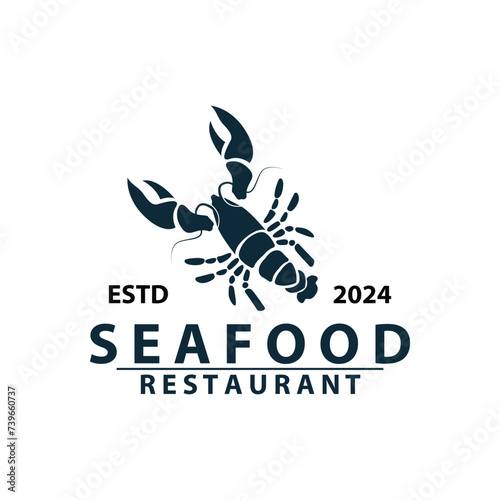 Sea animal lobster logo design vector minimalist vintage retro simple template brand of marine aquaculture and food product