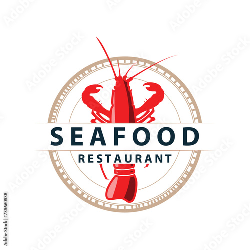 Sea animal lobster logo design vector minimalist vintage retro simple template brand of marine aquaculture and food product