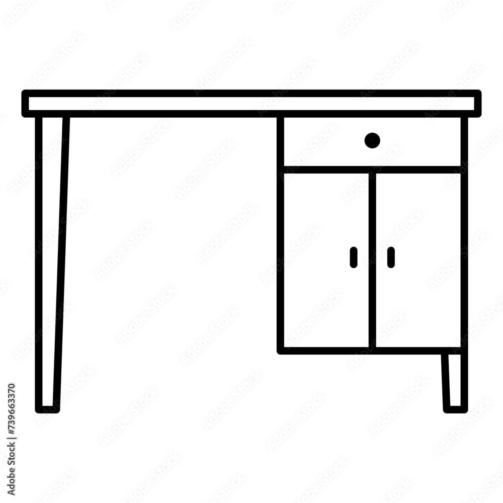 Illustration of Office Table design Line Icon Illustration of Office Table design Line Icon
