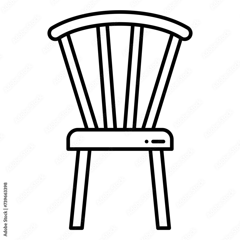 Illustration of Wooden Chair design Line Icon Illustration of Wooden Chair design Line Icon