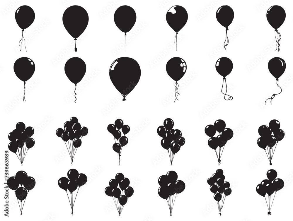 set of silhouette balloons