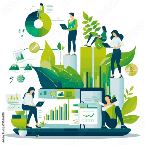 business people working on laptop in office, green business, green finance, gender equality, sustainability, esg