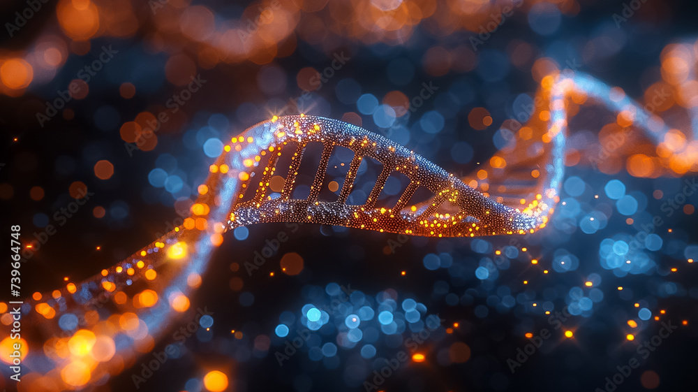 An artistic representation of a DNA helix twisting An artistic representation of a DNA helix twisting