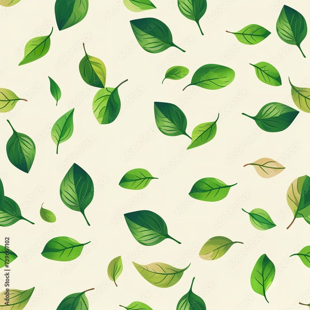 Green Leaf Pattern on Light Colored Background - Natural Elegance

