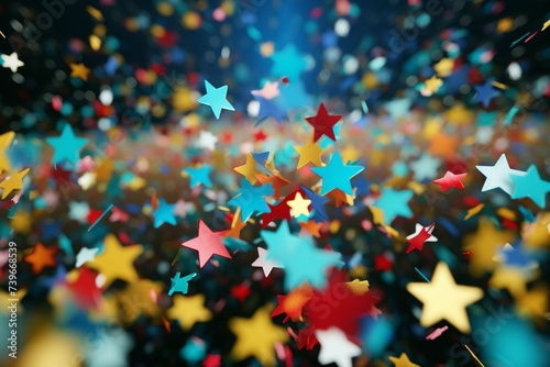 Playful and vibrant starshaped confetti in. Generative ai photo