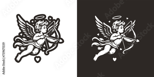 Cupid angel tattoo vector