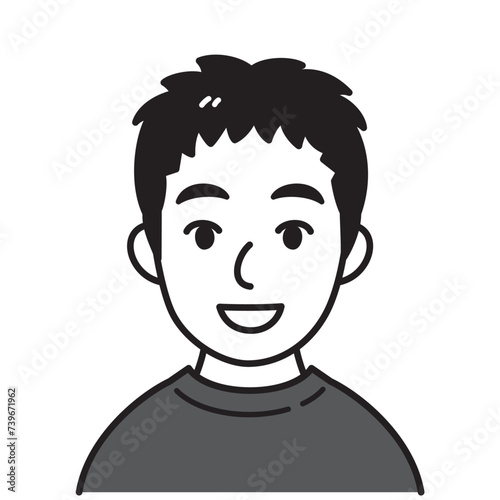 男性　白黒
