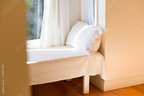 Minimalist Home Window Seat for Tranquil Relaxation © timallenphoto