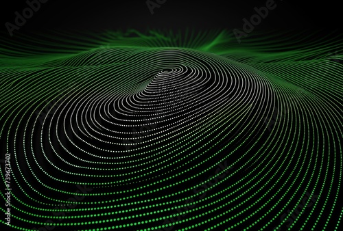 Graphic background of Emerald Vortex: Digital Swirls of Luminous Green Dots