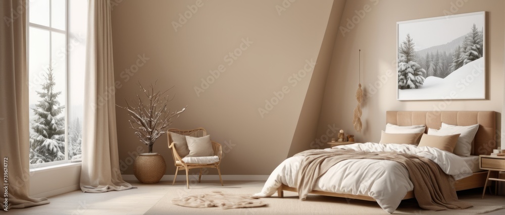 Winter bedroom interior design