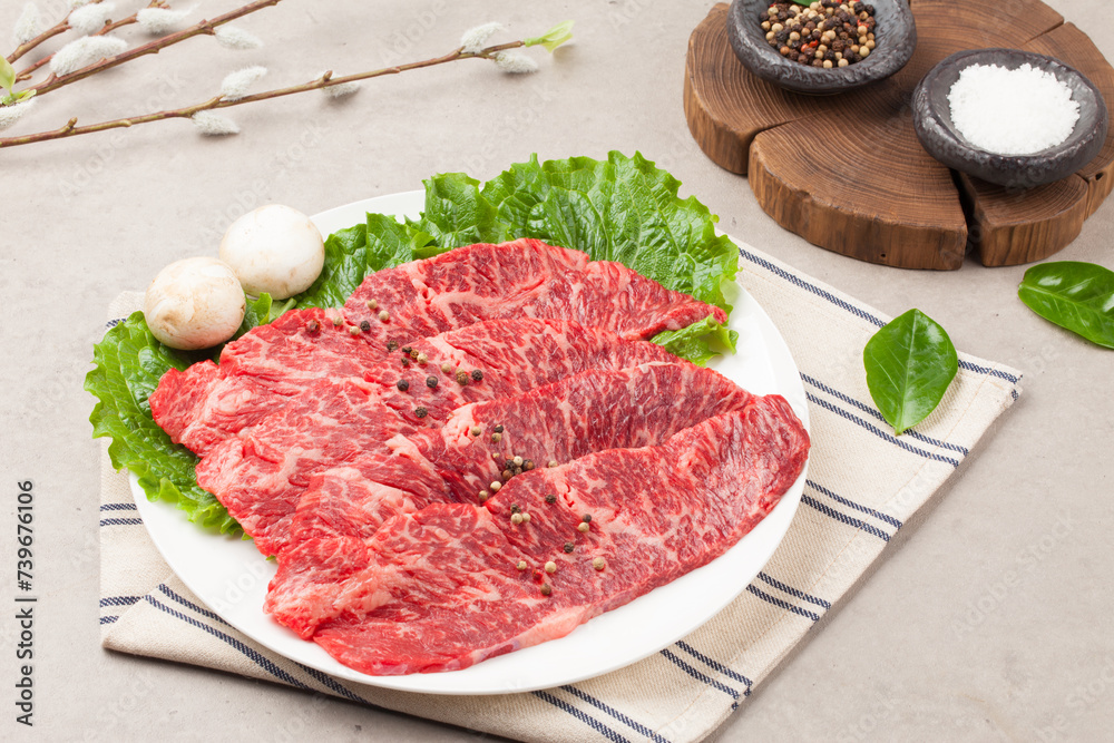 Beef: Meat attached to the top of a cow's ribs. Beef: Meat attached to the top of a cow's ribs.