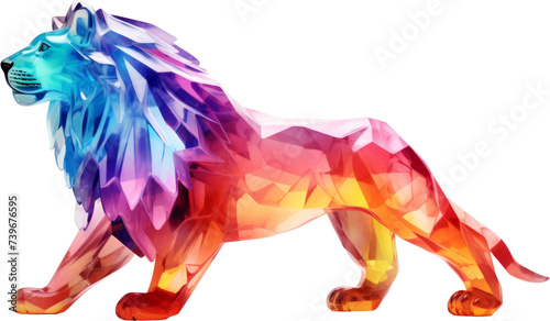 lion,rainbow crystal shape of lion,lion made of crystal isolated on white or transparent background,transparency 