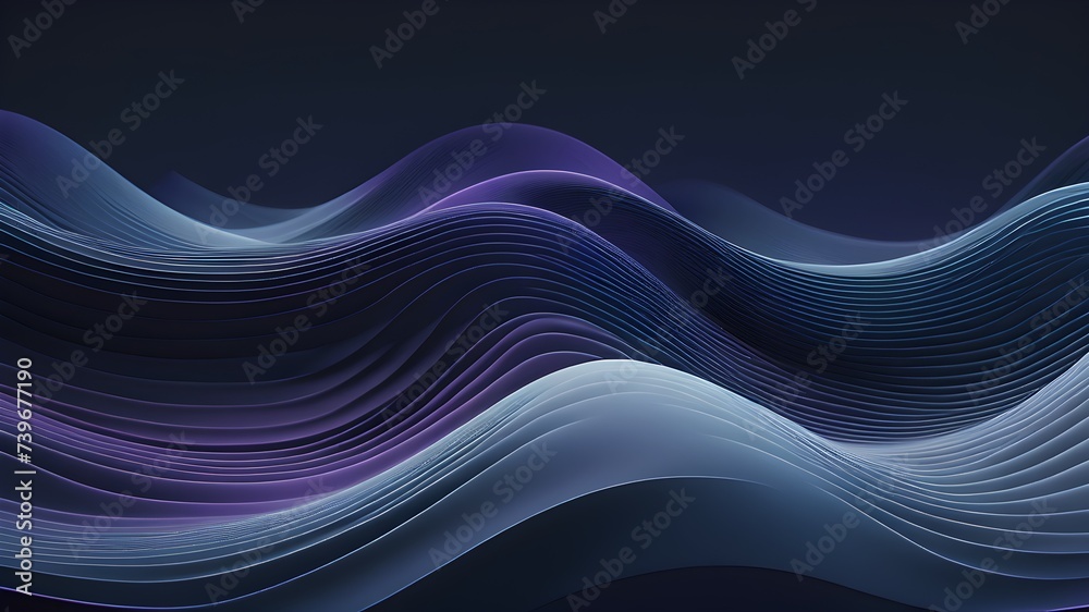 A stylized horizontal abstract wave pattern vividly colored with midnight blue