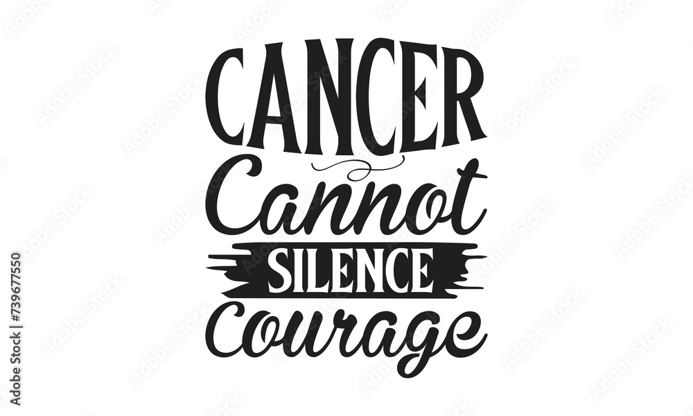 Cancer cannot silence courage -  Breast Cancer on white background,Instant Digital Download.

