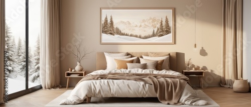 Winter bedroom interior design