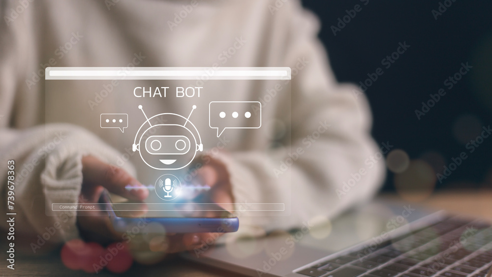 Artificial intelligence technology automatically responds to online messages to help customers instantly. Chatbot artificial intelligence intelligent robot technology AI.