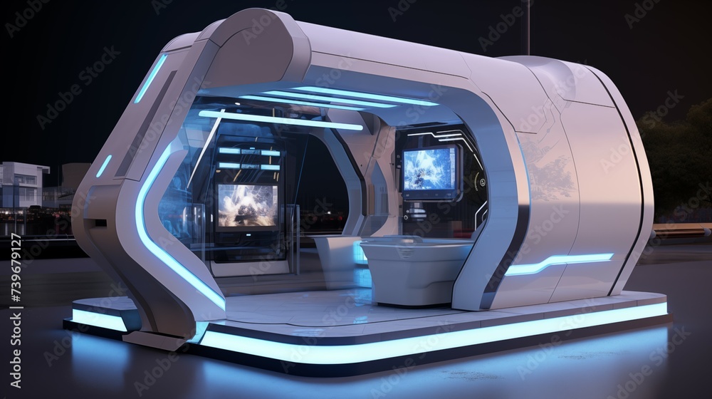 A sleek and modern office booth.