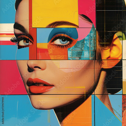 Dadaism influence on Pop Art collages merging absurdism with pop culture in vivid colors photo