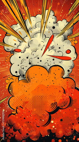 Pop Art explosions in comic style with speech bubbles and bold onomatopoeia