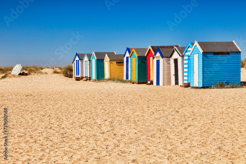 Schilderij op canvas Southwold - Beach huts on the beach at Southwold, Suffolk, England