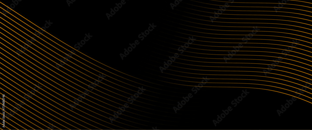 Vector black and gold background with line curve design.
