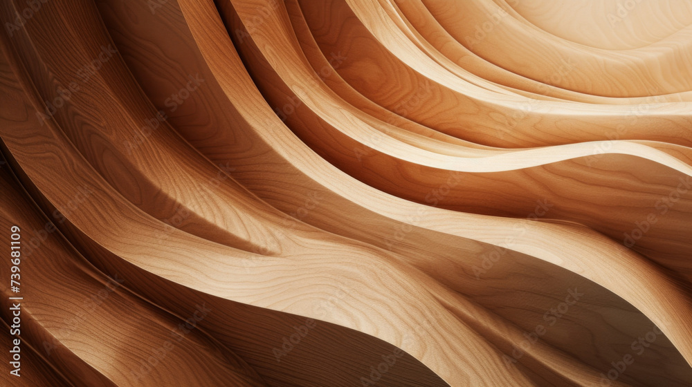 A symphony of earthy tones and gradual shifts in pattern create a soothing and harmonious wood grain evoking a sense of calm and tranquility. - obrazy, fototapety, plakaty 