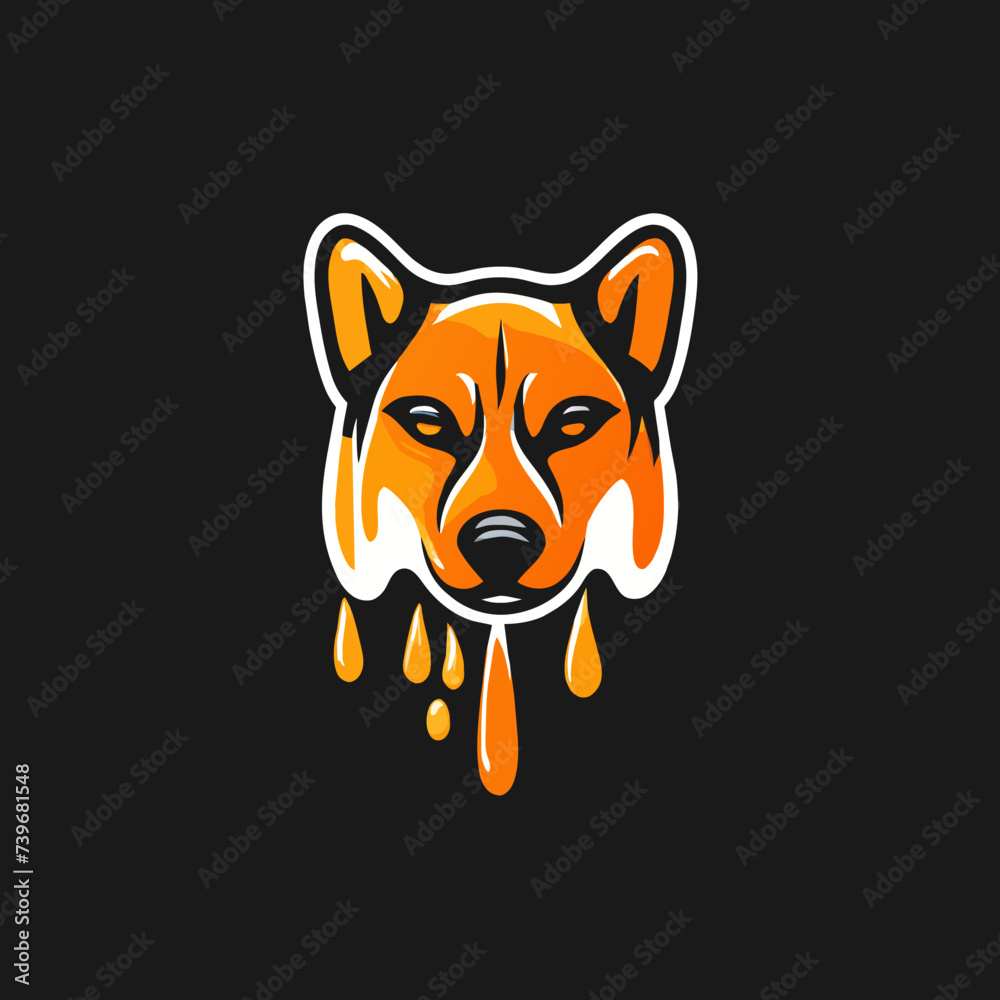 Melting style dog head logo for t-shirt design and print on demand design Melting style dog head logo for t-shirt design and print on demand design