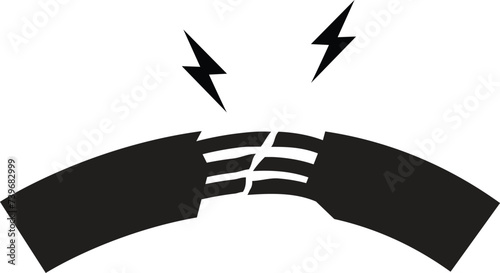 Cable break icon. Damaged wire sign. Loose connection logo. flat style.