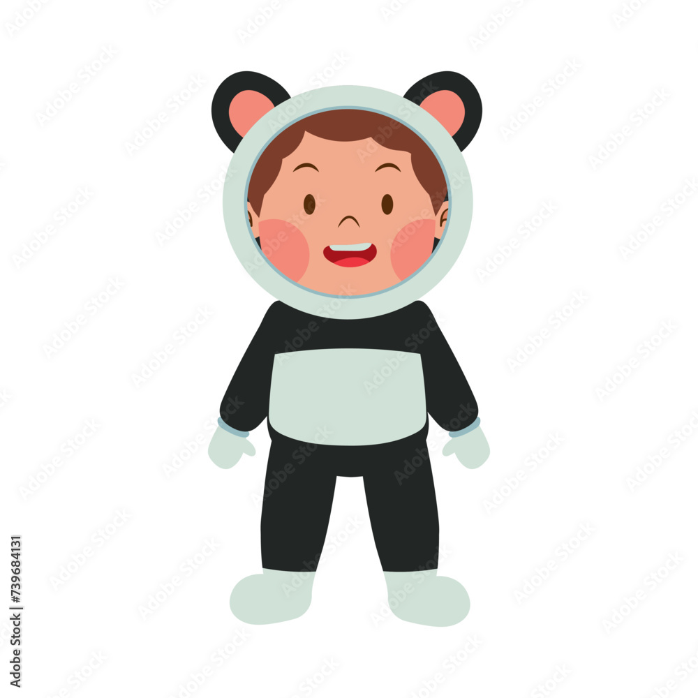 Cute cosplay costume panda animal for boy wildlife zoo mascot illustration Cute cosplay costume panda animal for boy wildlife zoo mascot illustration