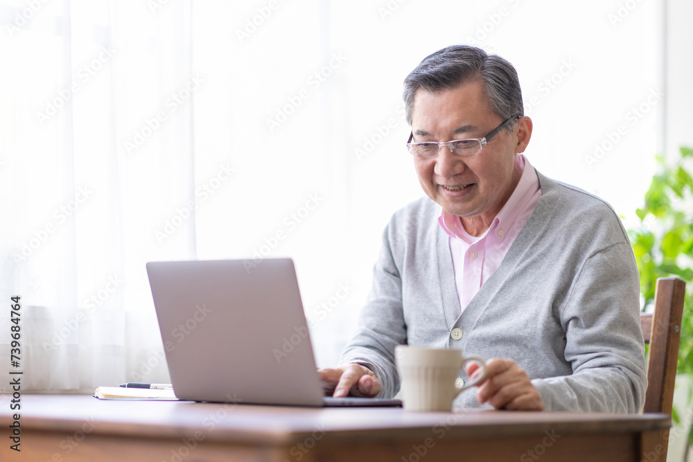 パソコンを見るシニア男性