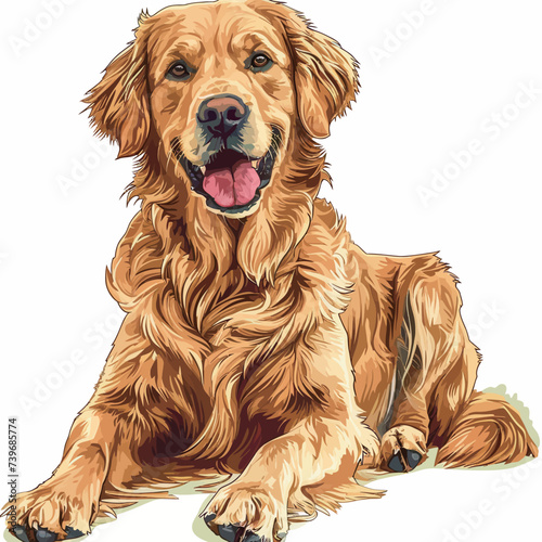 vector illustration of a dog breed Golden Retriever on a white background
