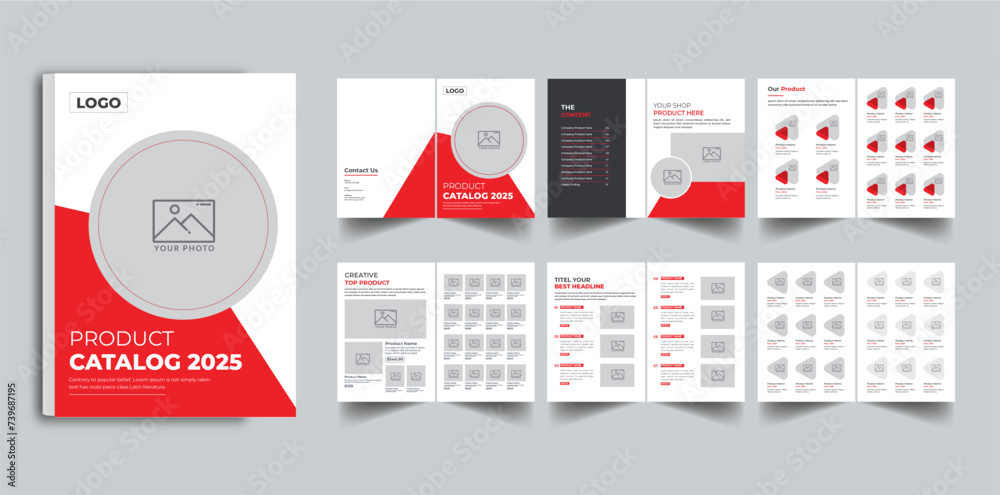 Product catalog design layout template with cover page design Stock