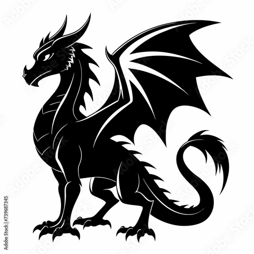 Fantasy Dragon Silhouette - Mythical Creature Outline