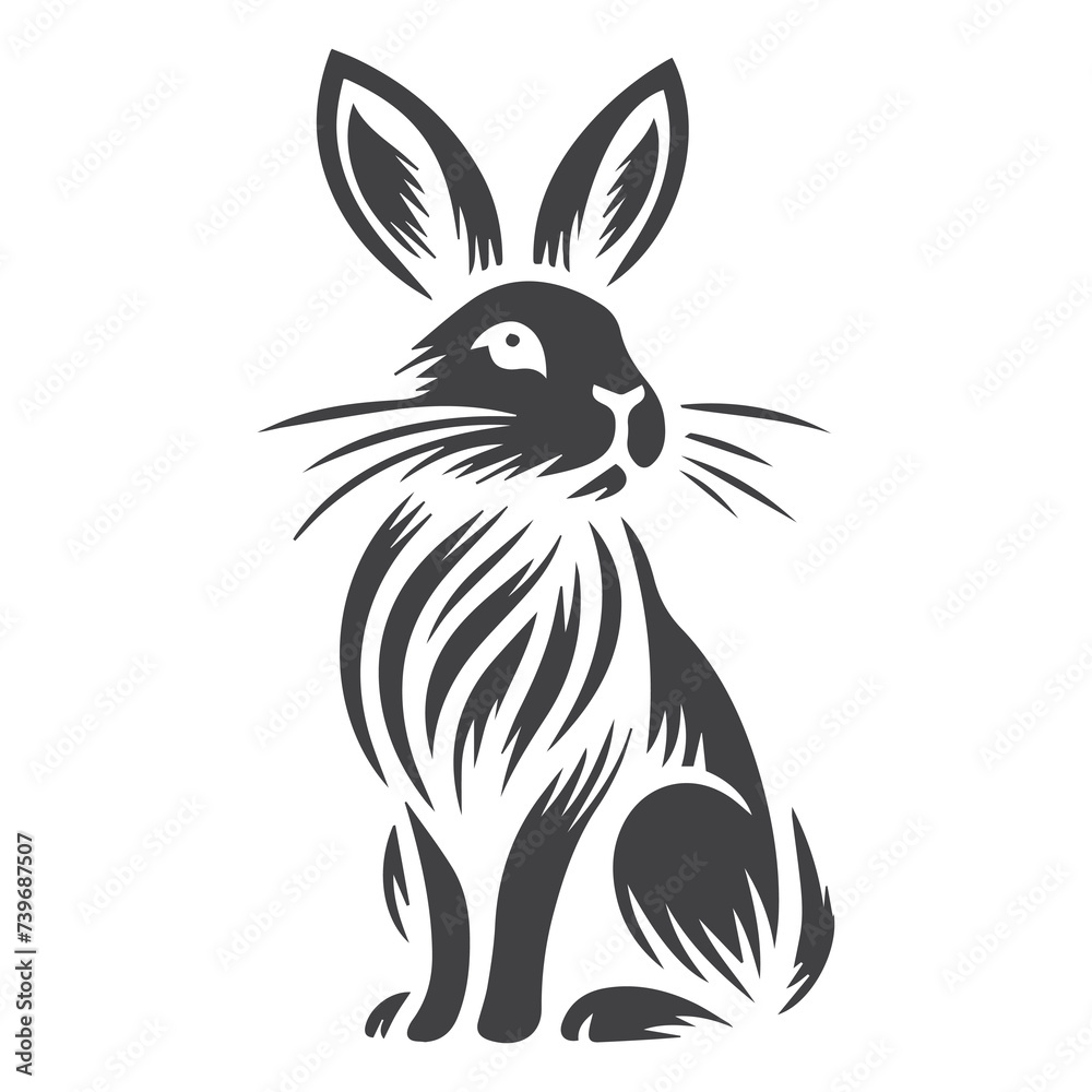 Fototapeta premium Rabbit Vector. Isolated rabbit shadow on a white background
