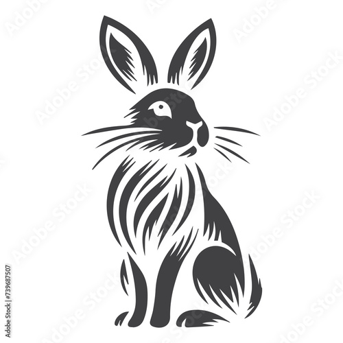 Rabbit Vector. Isolated rabbit shadow on a white background